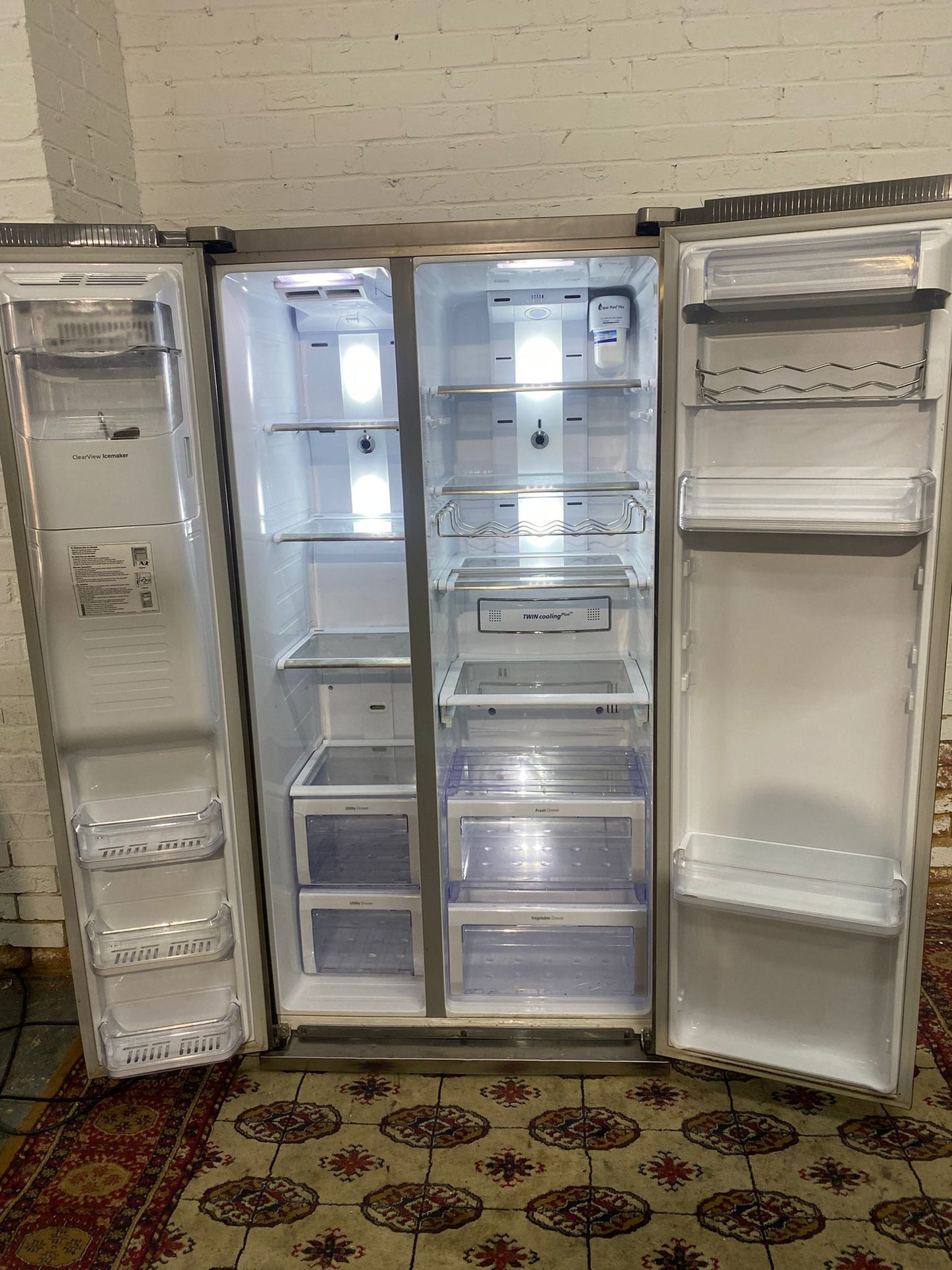 🚚Samsung Stainless Steel Double Door 90CM Wide Frost Free Plumb In American Fridge Freezer For Sale