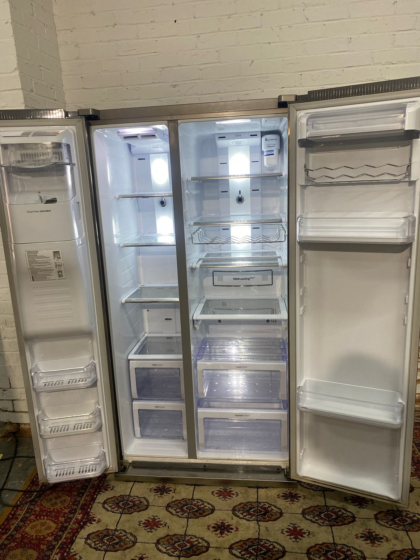 🚚Samsung Stainless Steel Double Door 90CM Wide Frost Free Plumb In American Fridge Freezer For Sale