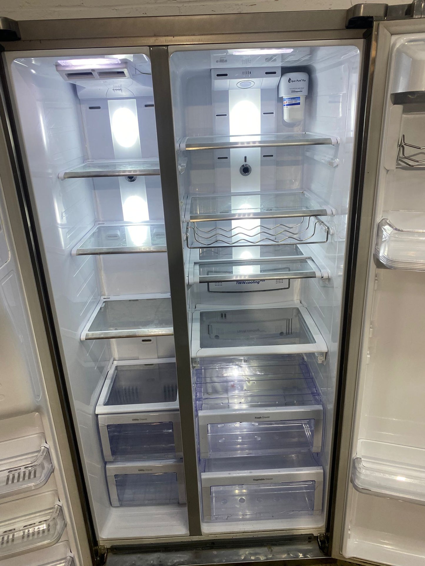 🚚Samsung Stainless Steel Double Door 90CM Wide Frost Free Plumb In American Fridge Freezer For Sale