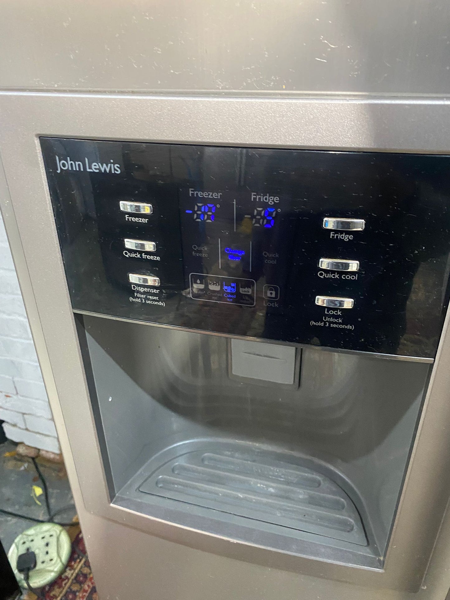 🚚JohnLewis Double Door 90CM Wide Frost Free Plumb In American Fridge Freezer For Sale