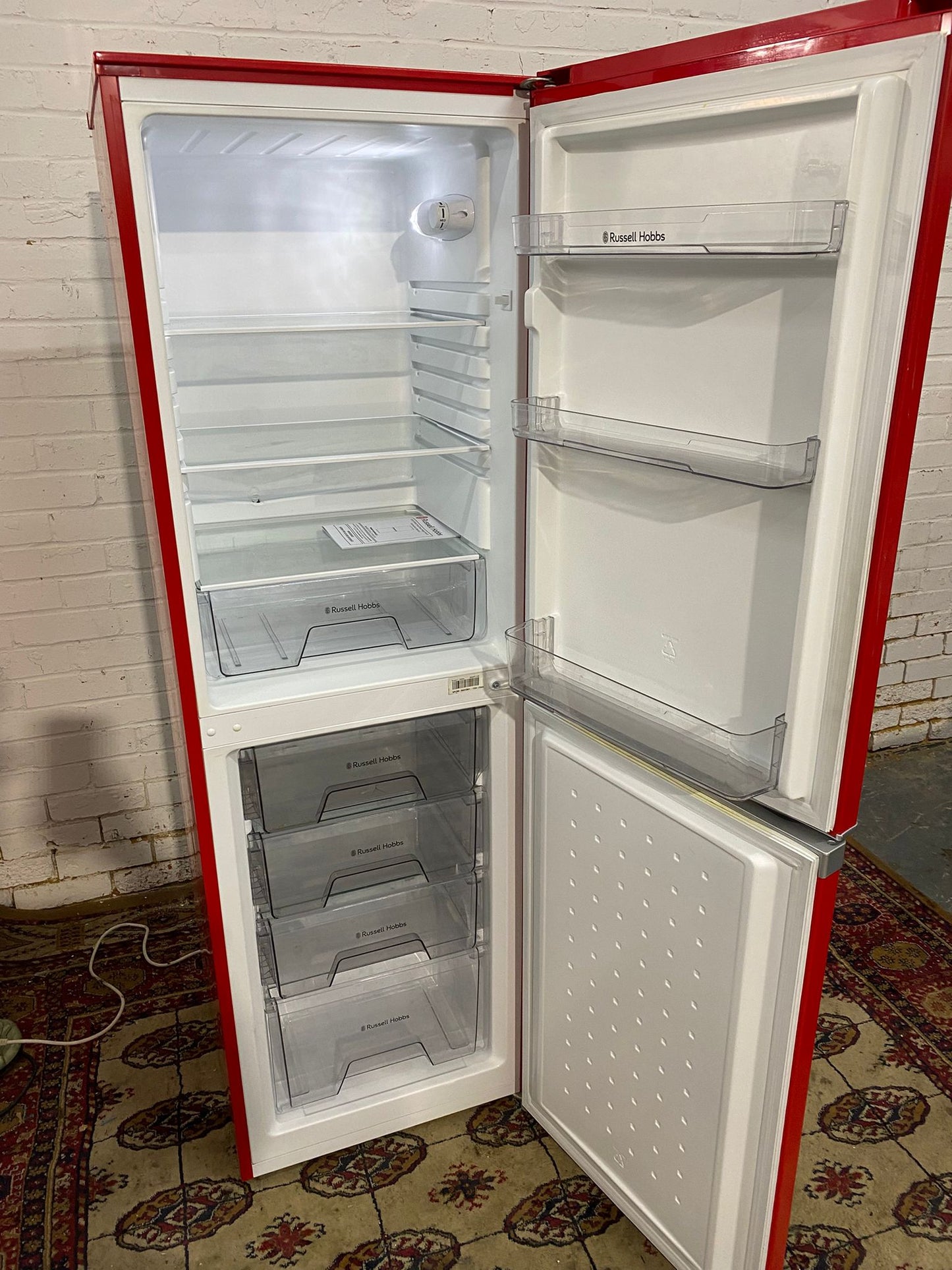 🚚Russell Hobbs Tall Red Frost Free Fridge Freezer For Sale