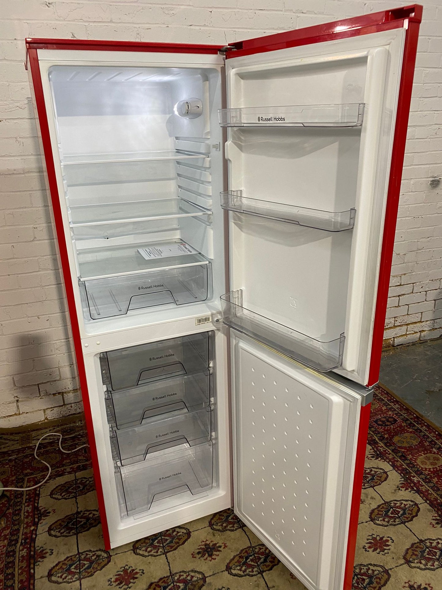 🚚Russell Hobbs Tall Red Frost Free Fridge Freezer For Sale