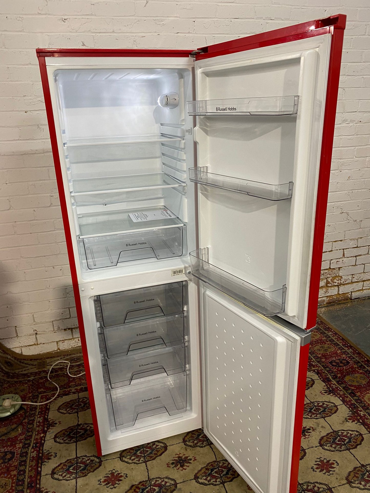 🚚Russell Hobbs Tall Red Frost Free Fridge Freezer For Sale