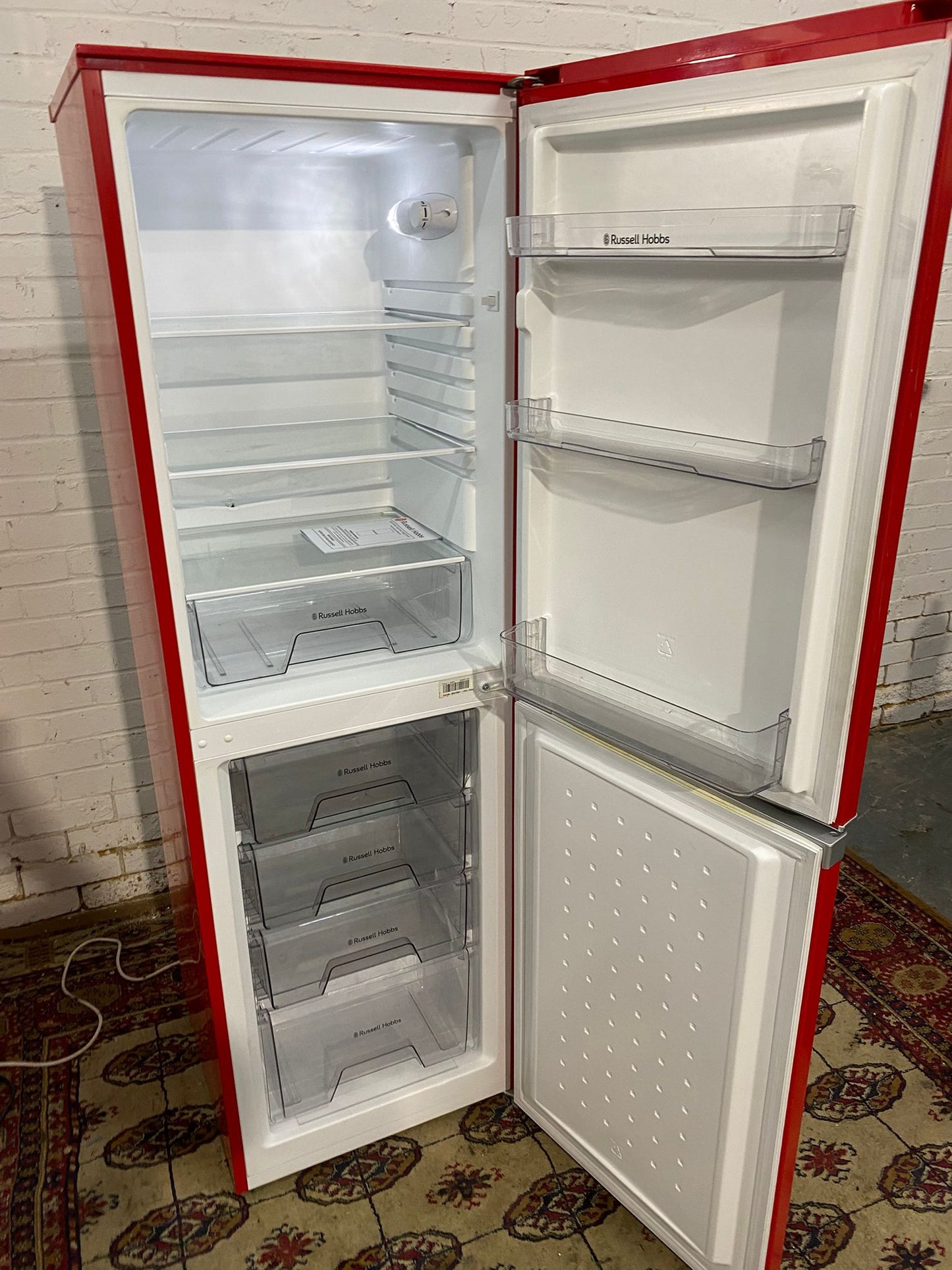 🚚Russell Hobbs Tall Red Frost Free Fridge Freezer For Sale