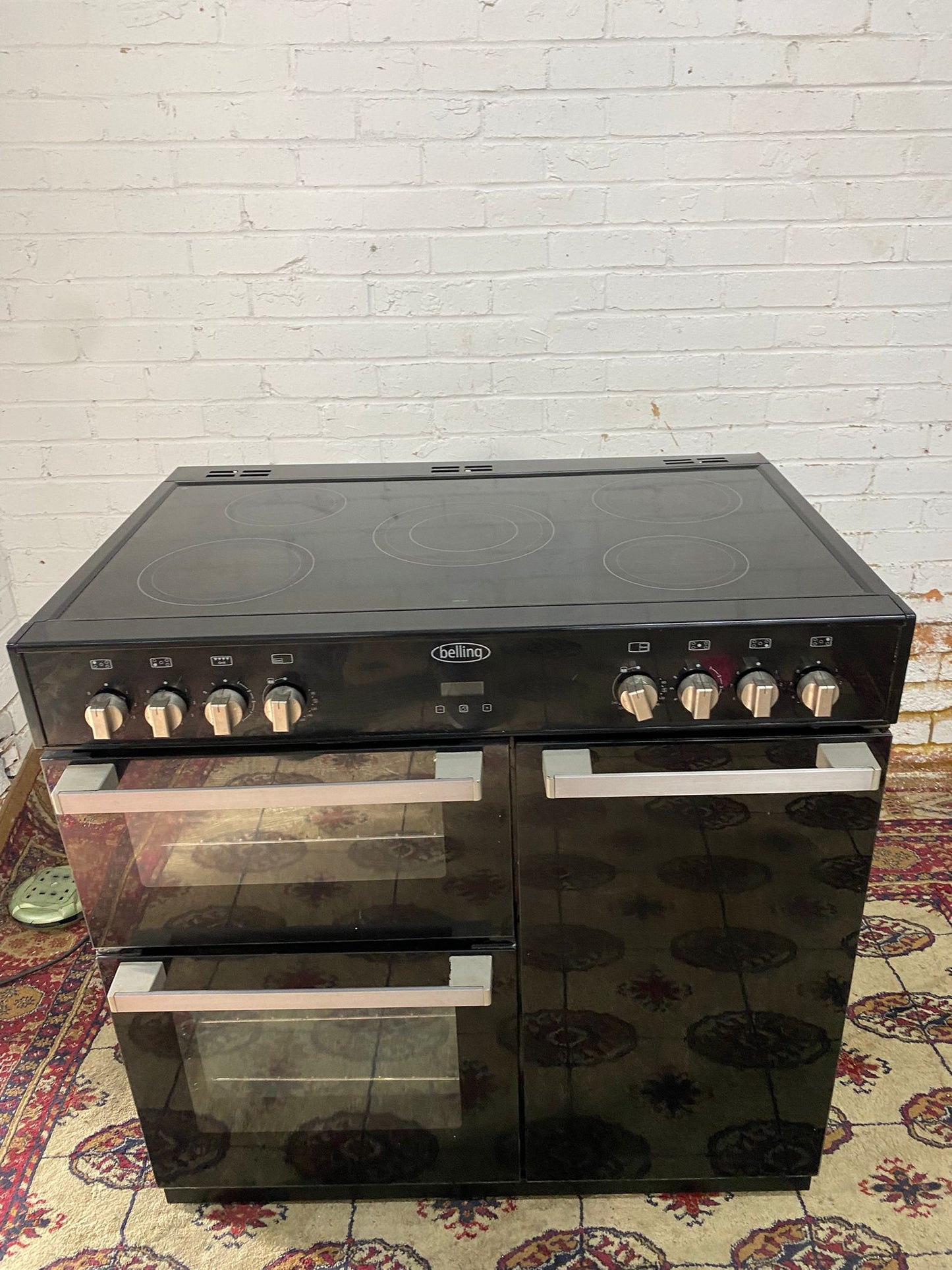 🚐Top Brand Belling Black 90CM Electric Ceramic Cooker With Double Oven/Grill for sale