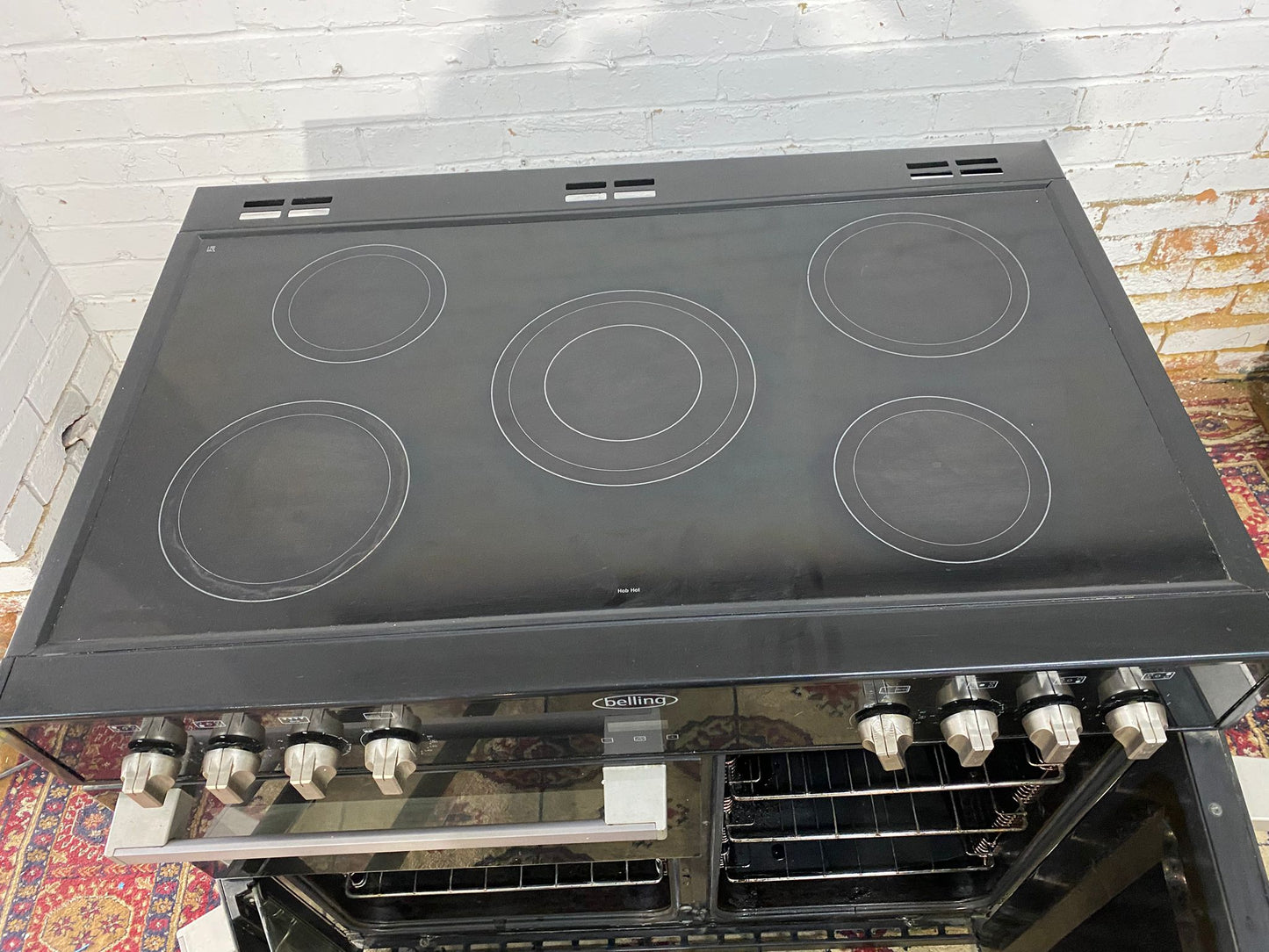 🚐Top Brand Belling Black 90CM Electric Ceramic Cooker With Double Oven/Grill for sale