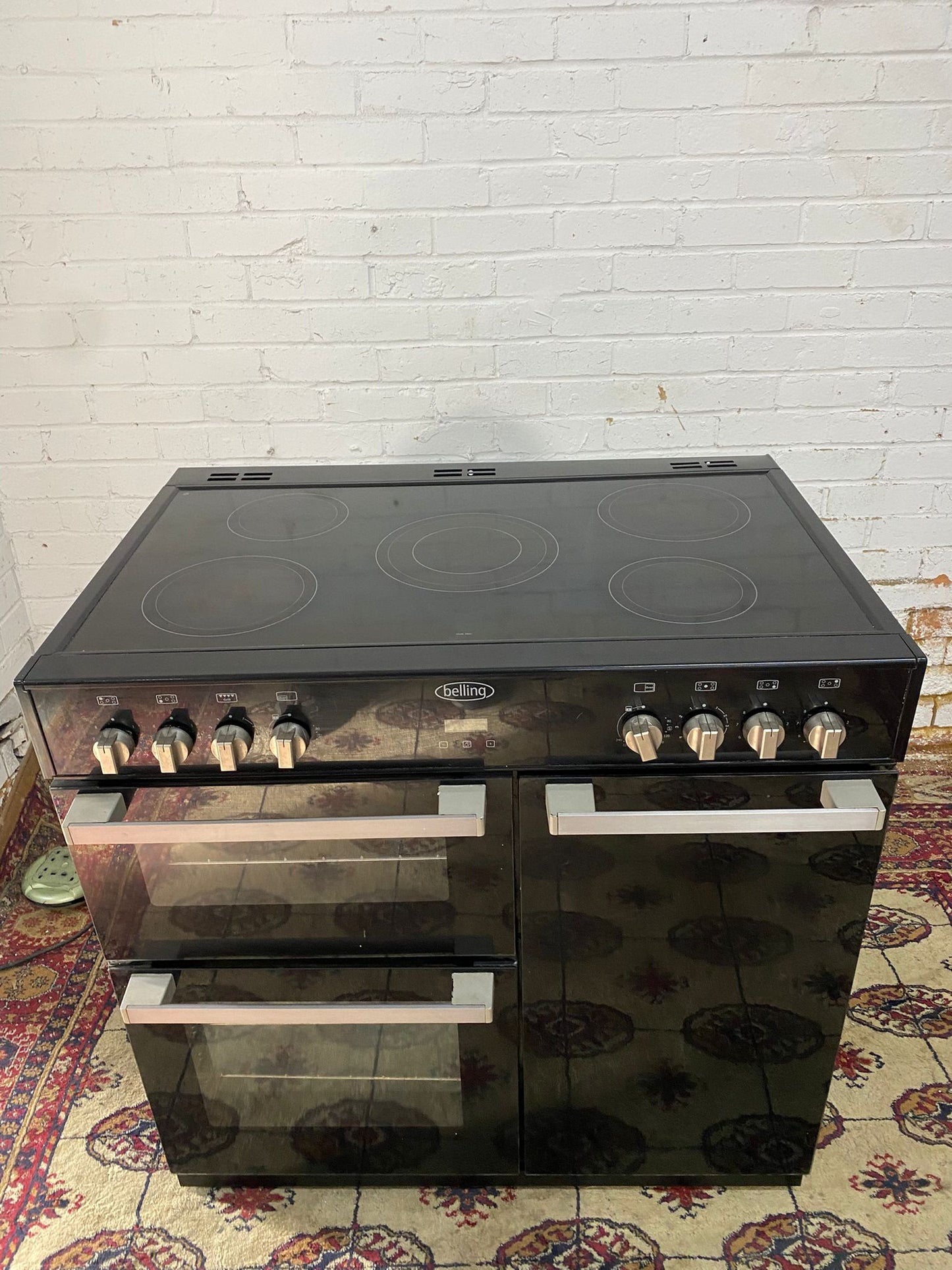 🚐Top Brand Belling Black 90CM Electric Ceramic Cooker With Double Oven/Grill for sale