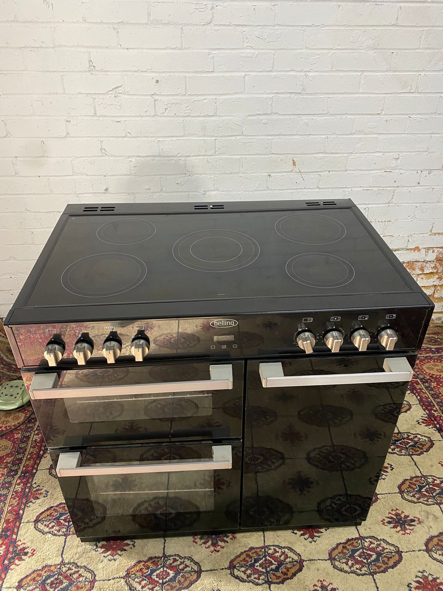 🚐Top Brand Belling Black 90CM Electric Ceramic Cooker With Double Oven/Grill for sale