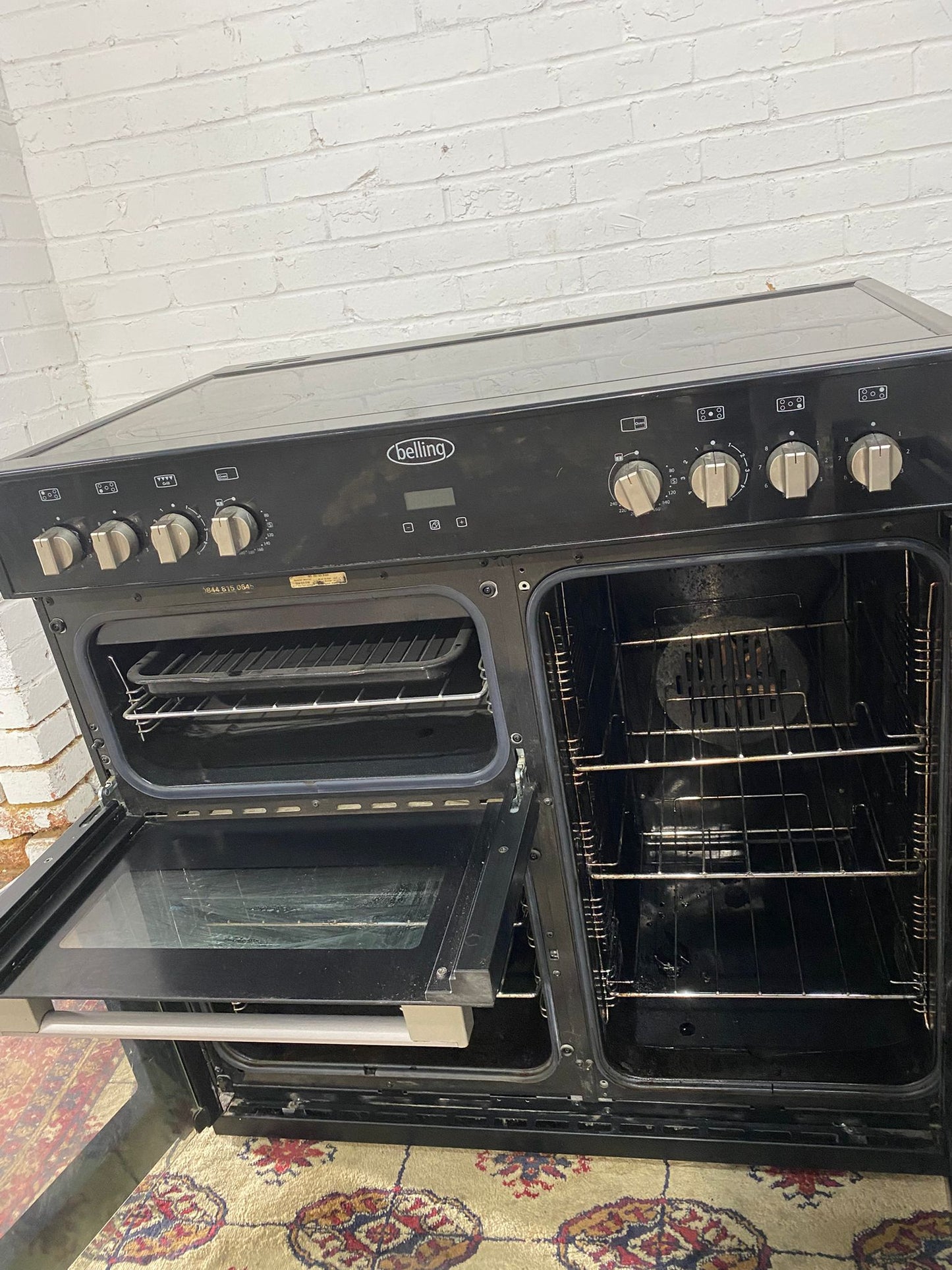 🚐Top Brand Belling Black 90CM Electric Ceramic Cooker With Double Oven/Grill for sale