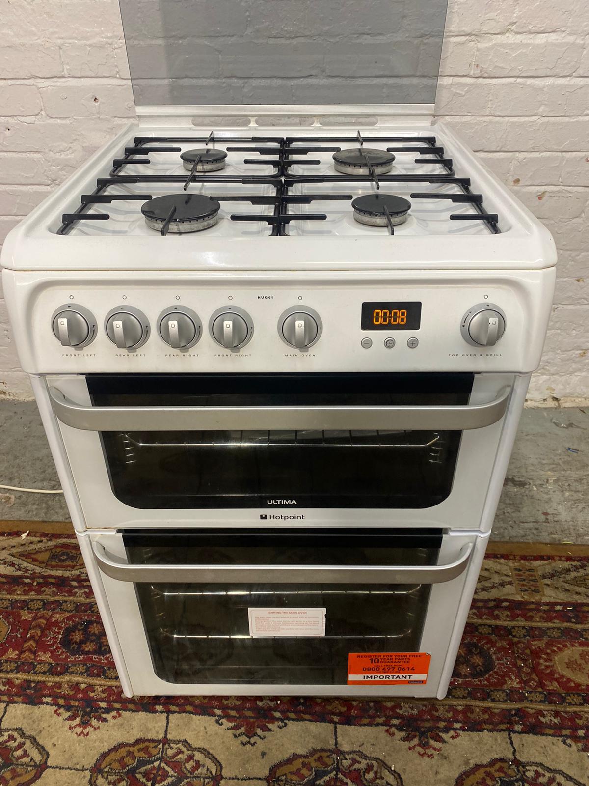 🚚Beautiful HotPoint 60CM White Gas Cooker Oven/Grill For Sale