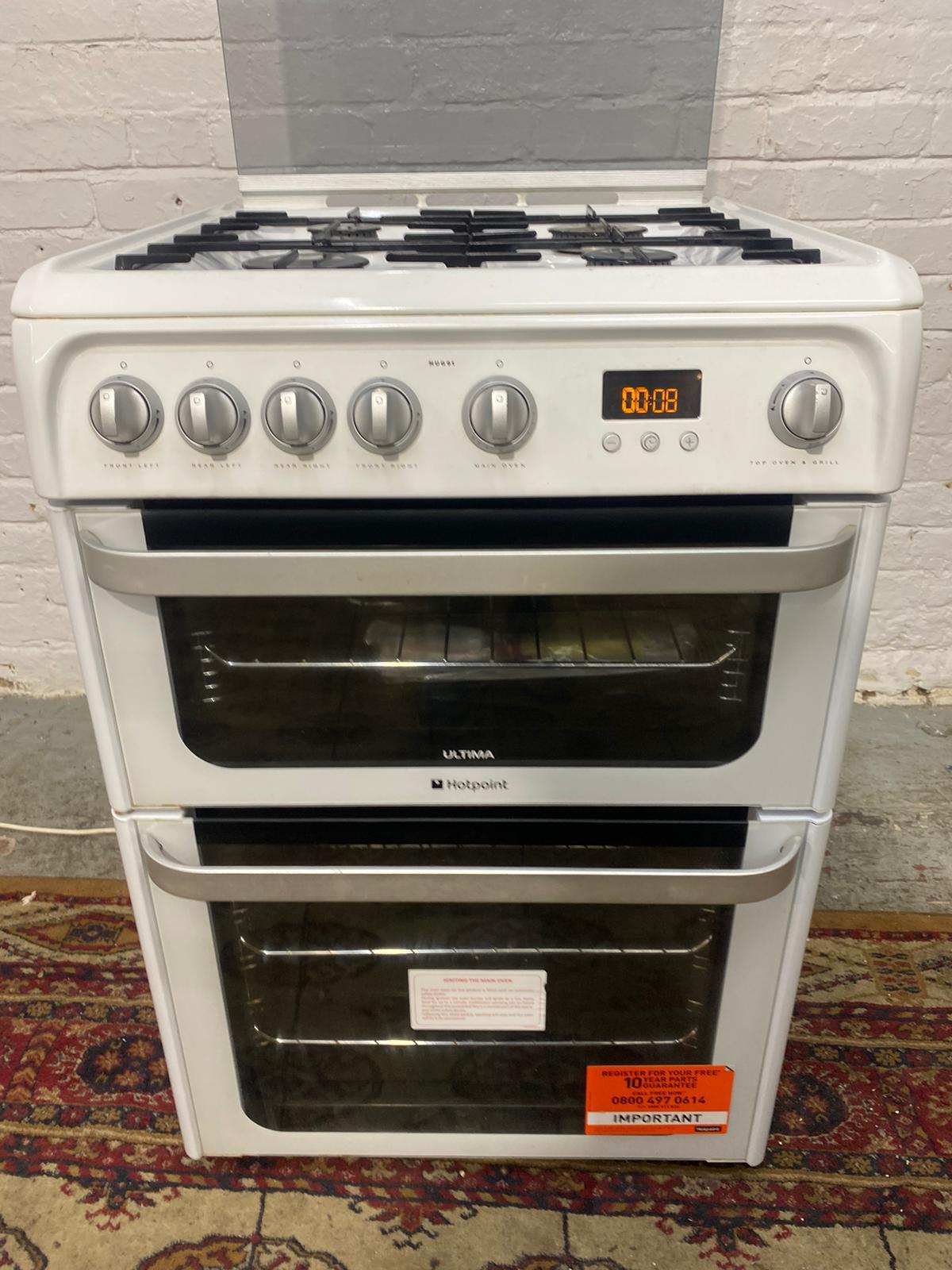 🚚Beautiful HotPoint 60CM White Gas Cooker Oven/Grill For Sale