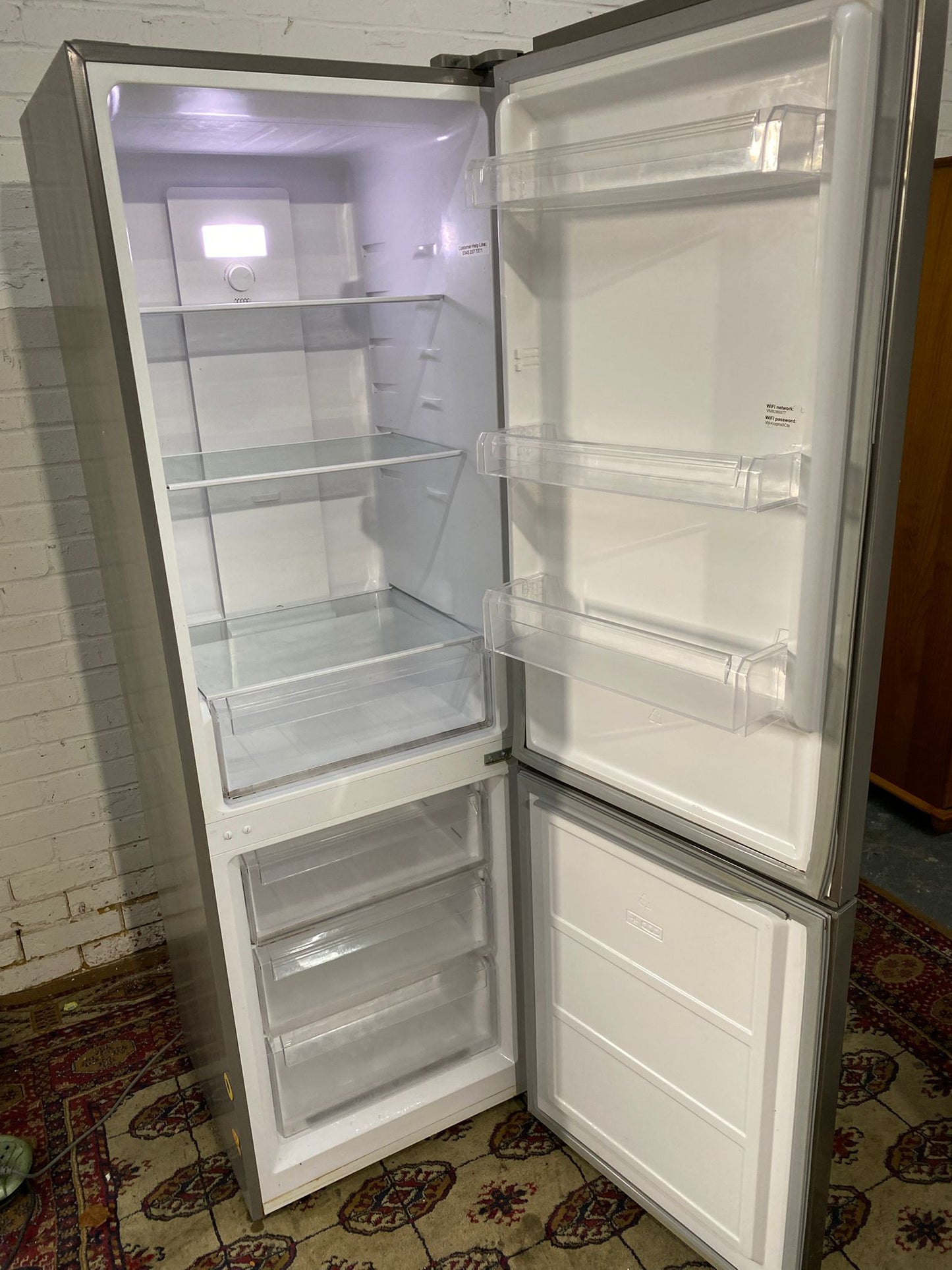 🚚Tall Bush Metallic Grey/Silver Frost Free Fridge Freezer For Sale