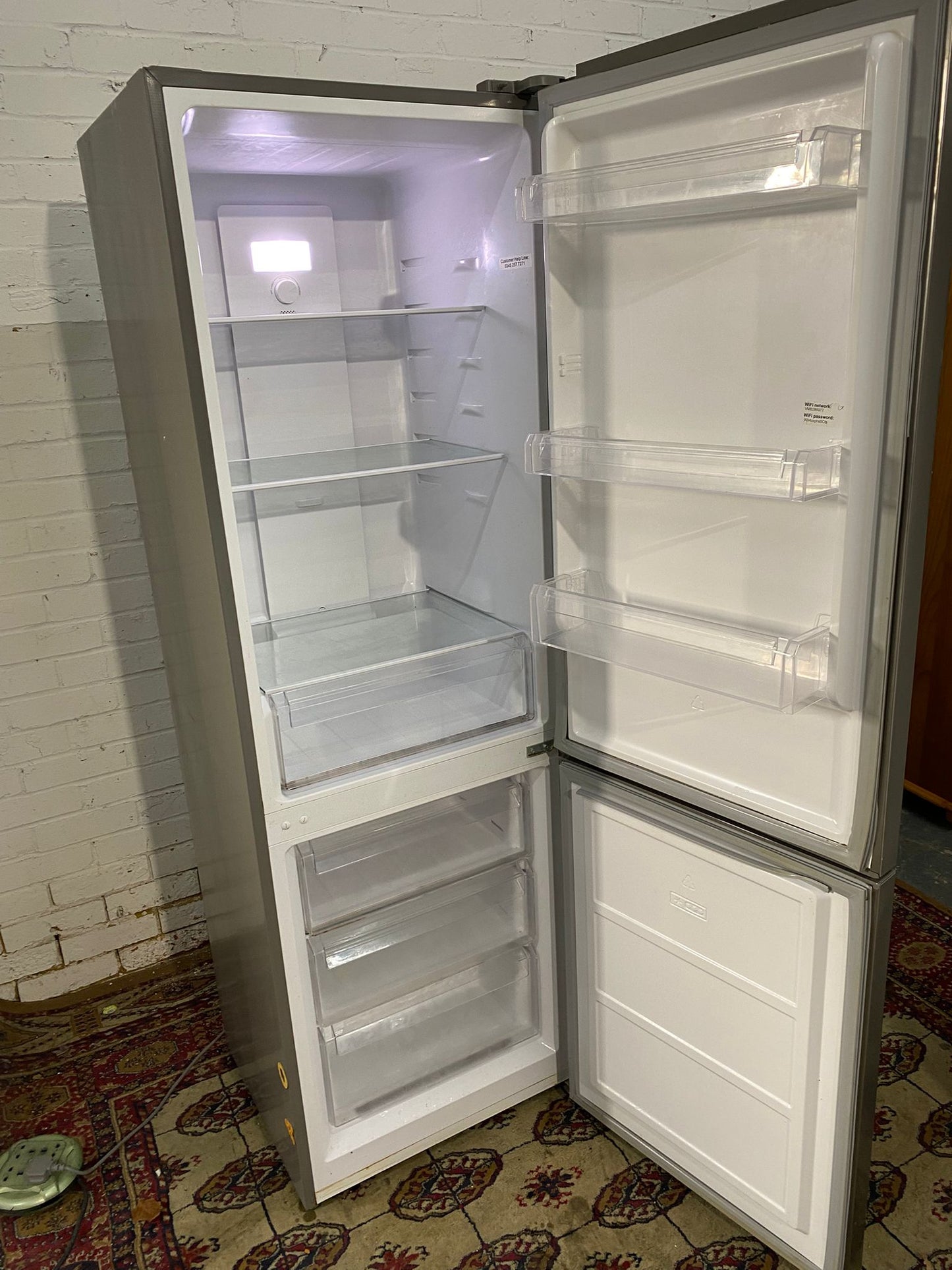 🚚Tall Bush Metallic Grey/Silver Frost Free Fridge Freezer For Sale