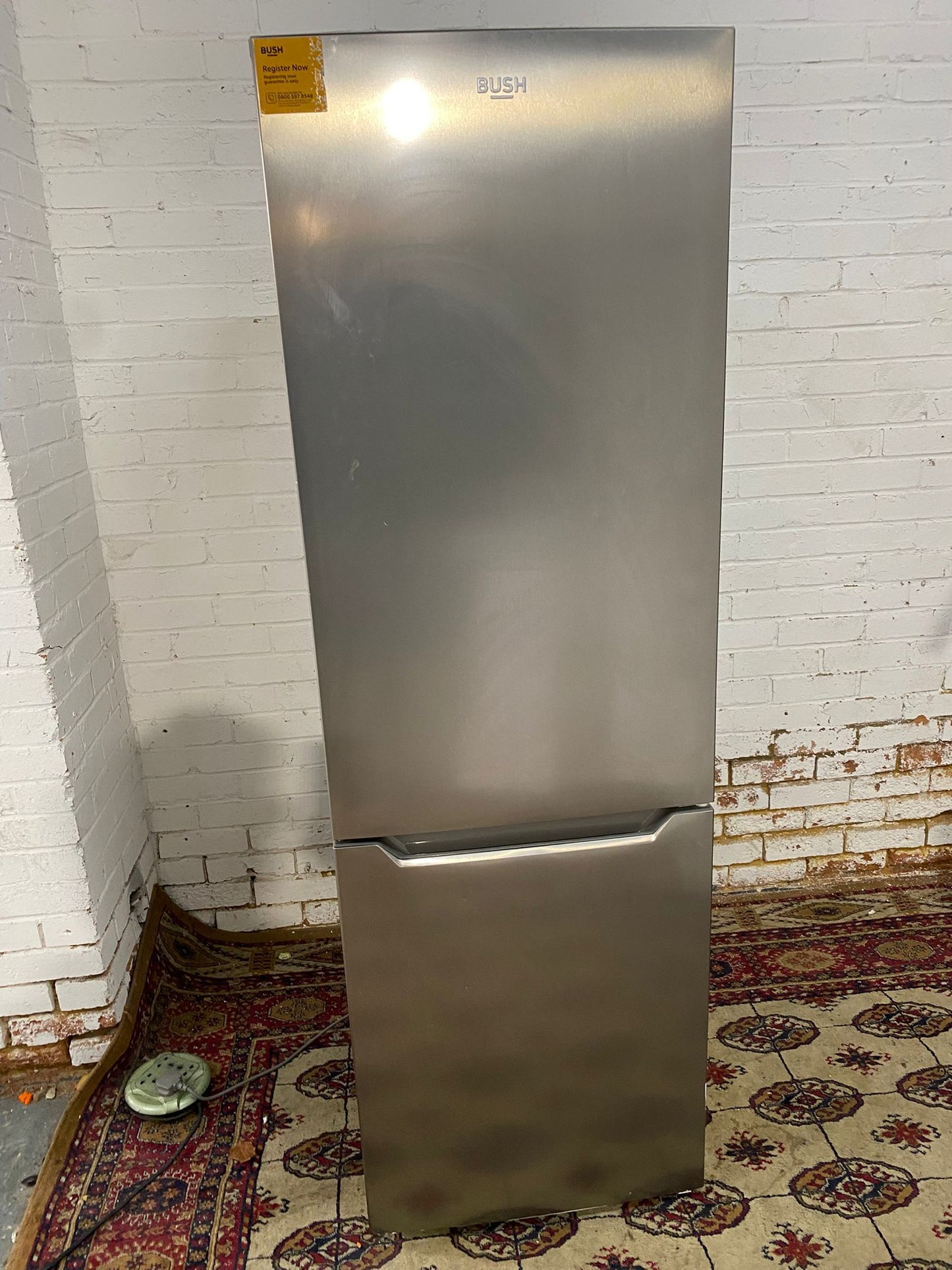 🚚Tall Bush Metallic Grey/Silver Frost Free Fridge Freezer For Sale