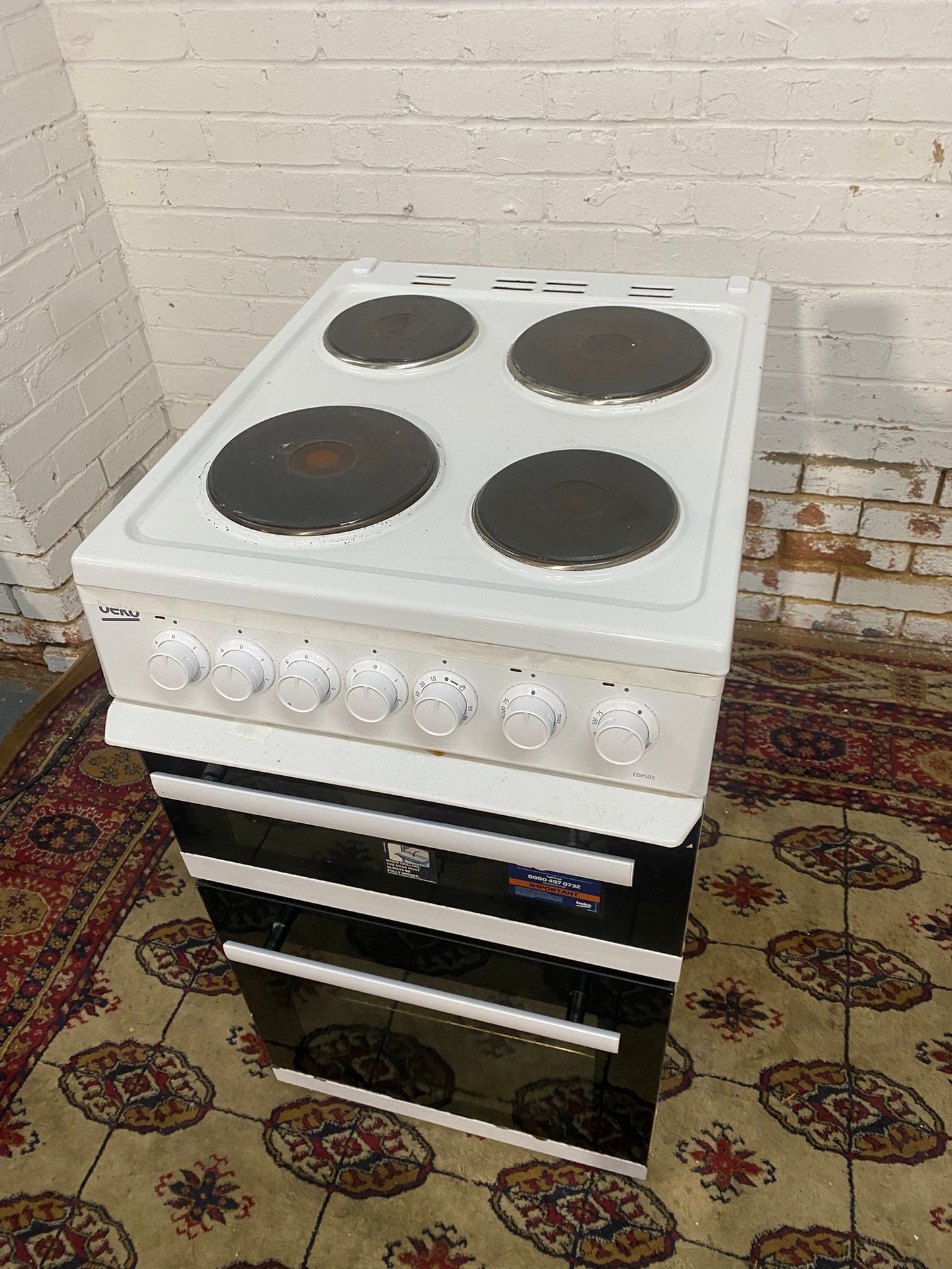 🚚Beautiful 50 CM Beko White Electric Cooker Oven/Grill For Sale