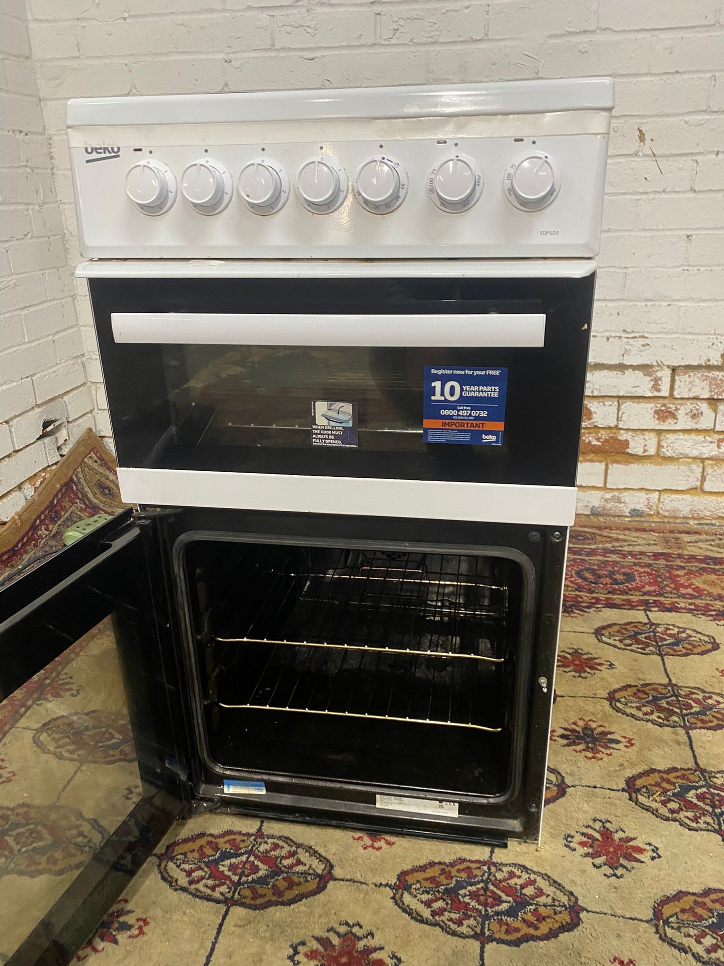 🚚Beautiful 50 CM Beko White Electric Cooker Oven/Grill For Sale