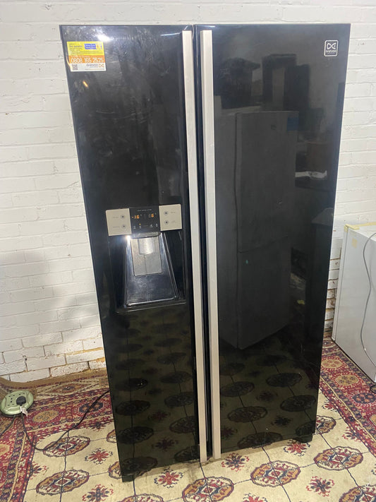 🚚Daewoo Black American Double Door Non Plumb With Water Dispenser/Icemaker Fridge Freezer