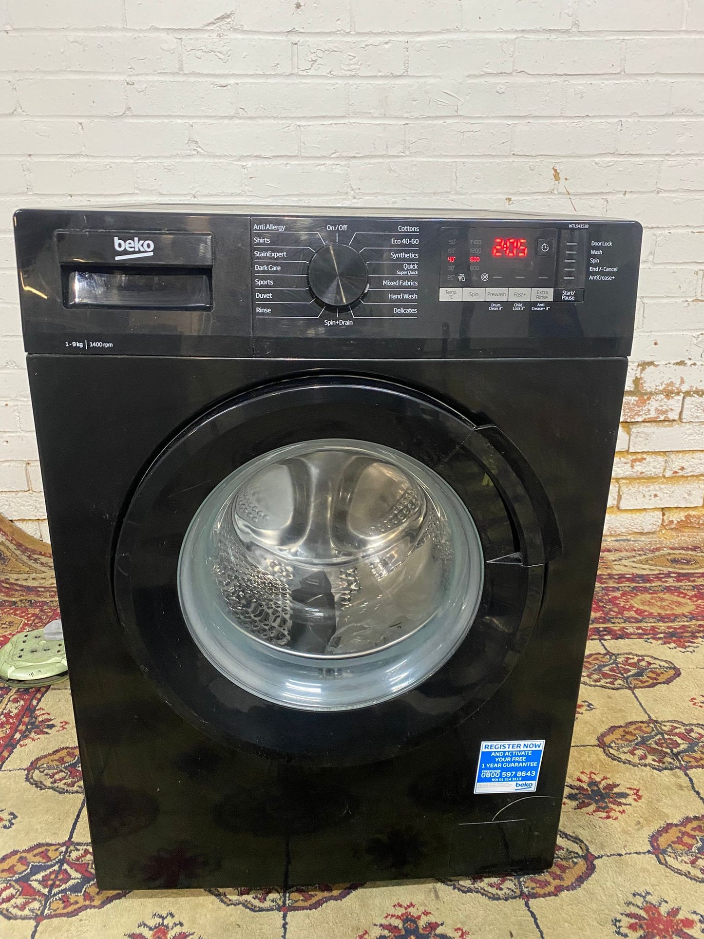 🚚Beautiful Beko Black 9KG Washing Machine For Sale