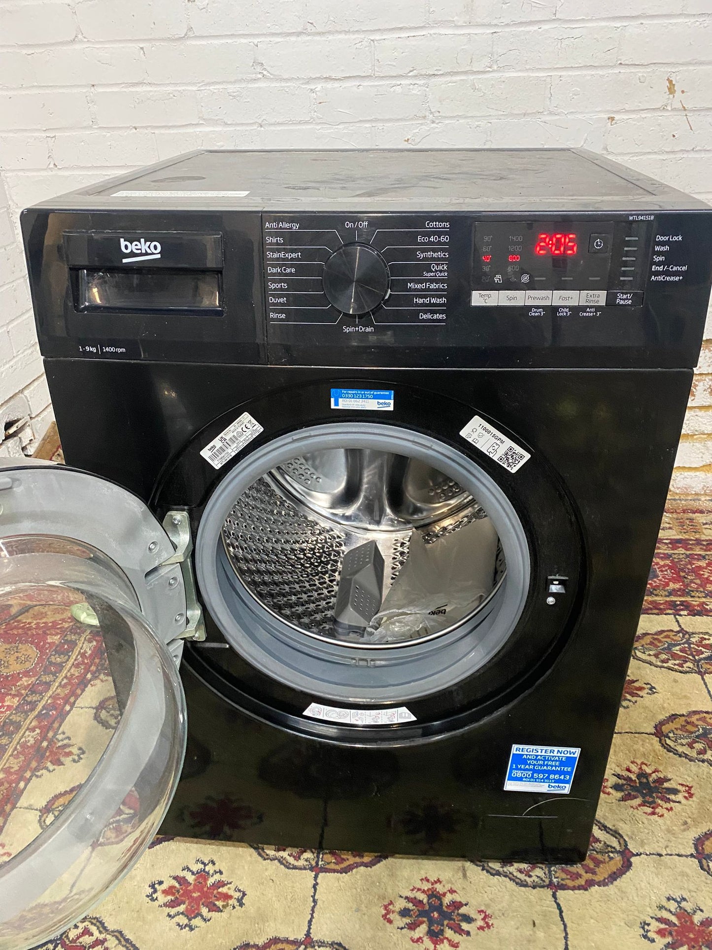 🚚Beautiful Beko Black 9KG Washing Machine For Sale