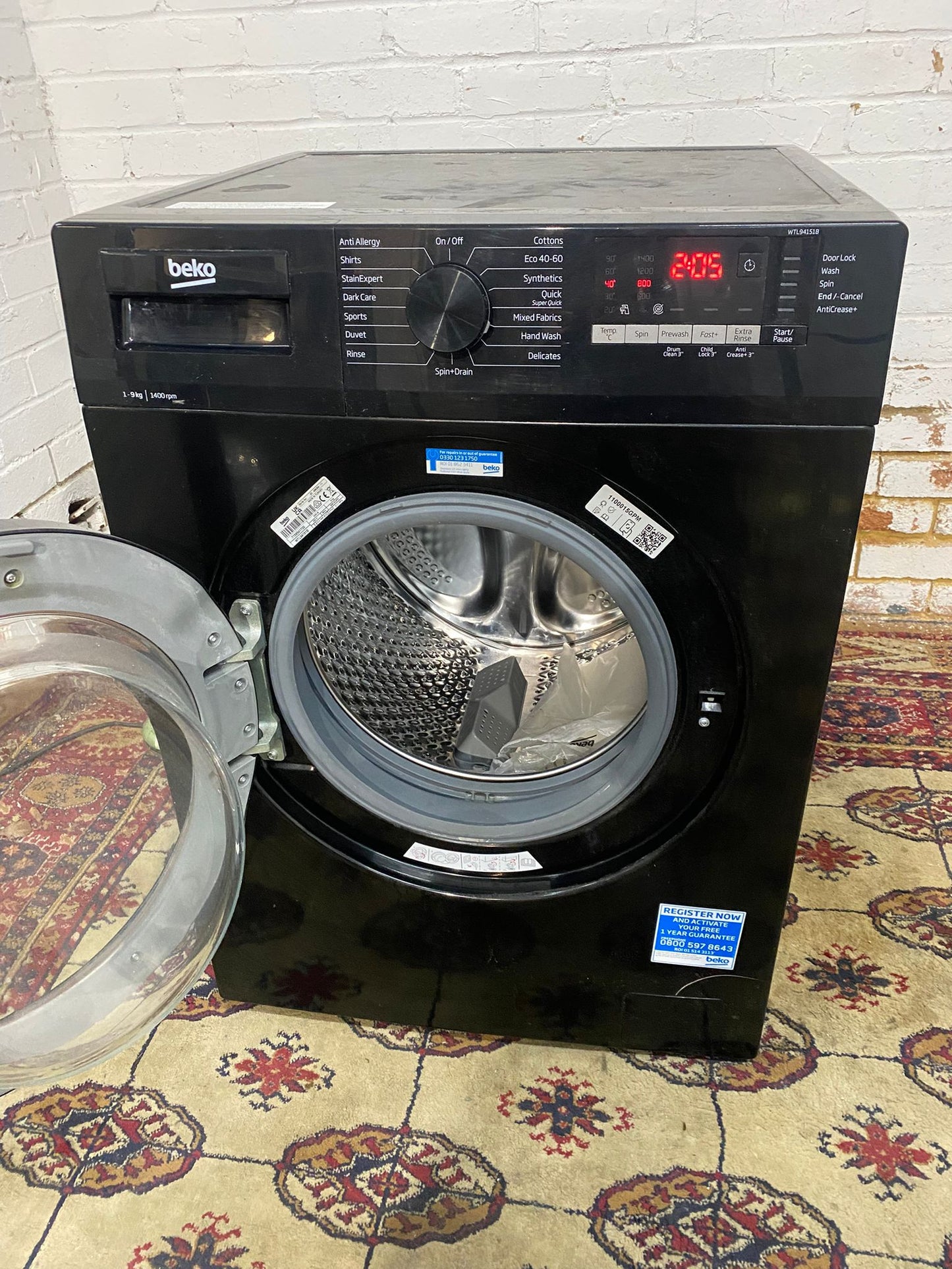 🚚Beautiful Beko Black 9KG Washing Machine For Sale