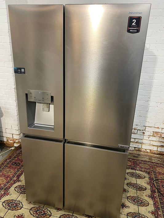 🚚Beautiful Hisense Stainless Steel American Double Door Non Plumb With Icemaker Fridge Freezer For Sale