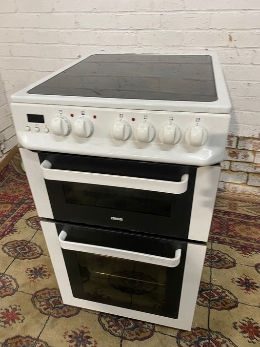 🚚Beautiful 50CM Zanussi White Electric Cooker Oven/Grill For Sale