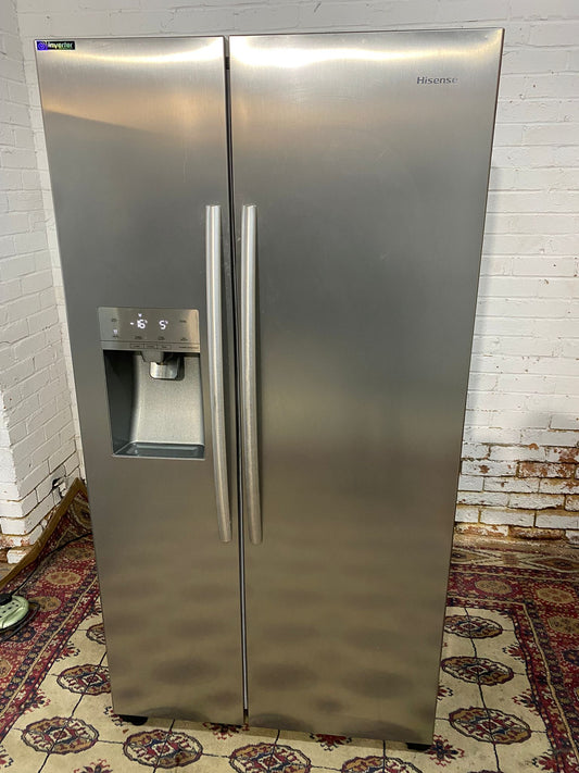 🚚Beautiful Hisense Stainless Steel American Fridge Freezer With Icemaker For Sale