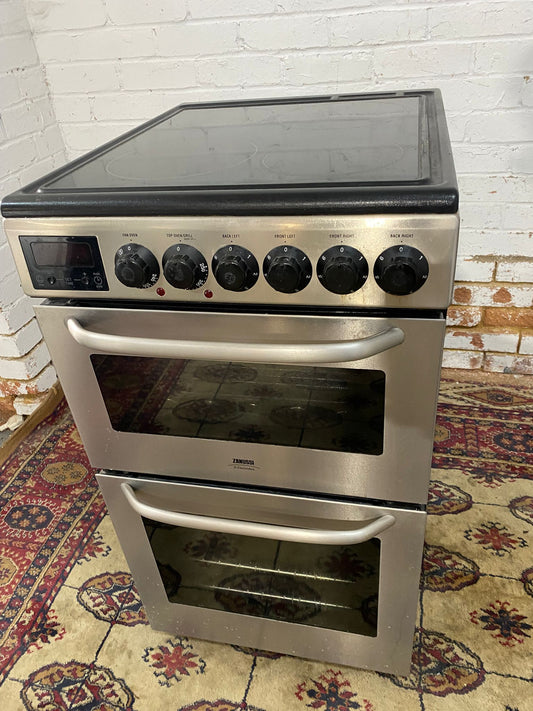 🚚Beautiful Zanussi 50CM Stainless Steel Electric Ceramic Cooker Oven/Grill For Sale