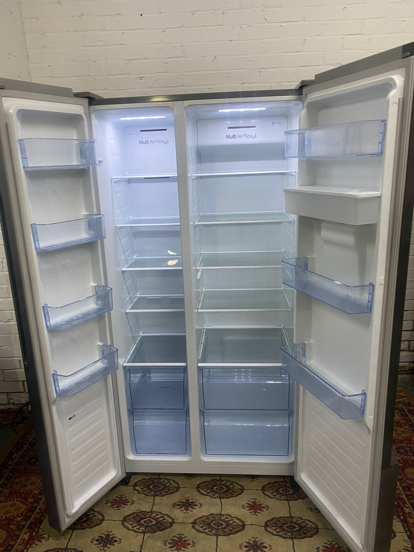 🚚Fridge-Master Grey Slim Double Door NonPlumb American Fridge Freezer For Sale
