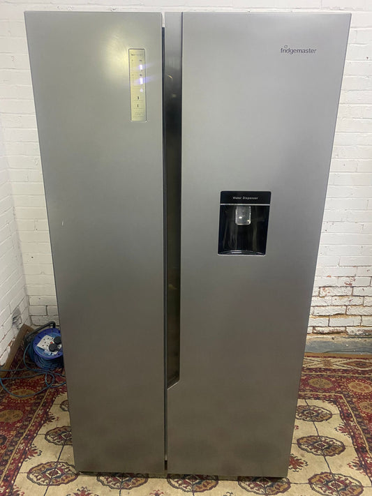 🚚Fridge-Master Grey Slim Double Door NonPlumb American Fridge Freezer For Sale