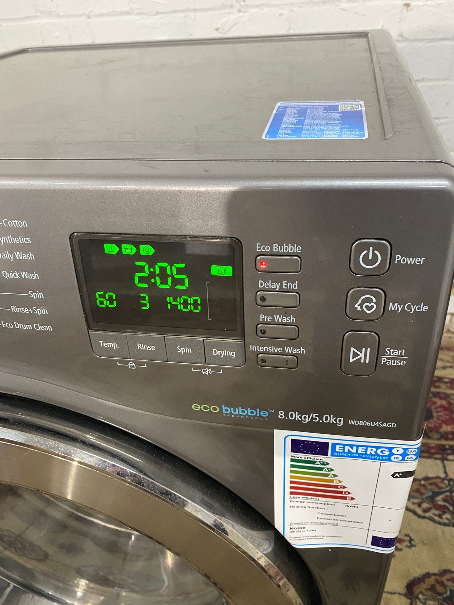🚚Beautiful Samsung Silver Grey 8/6KG Washer Dryer Combo EcoBubble Technology For Sale