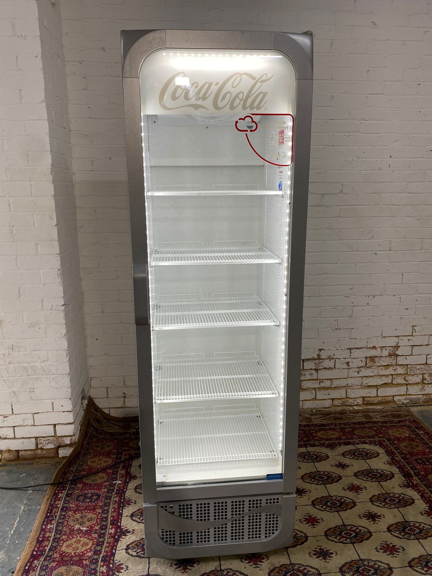 Beautiful Tall CocaCola Standing Glass Display Drinks Fridge For Sale