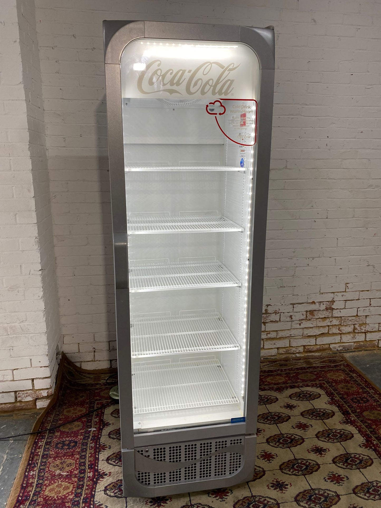 Beautiful Tall CocaCola Standing Glass Display Drinks Fridge For Sale
