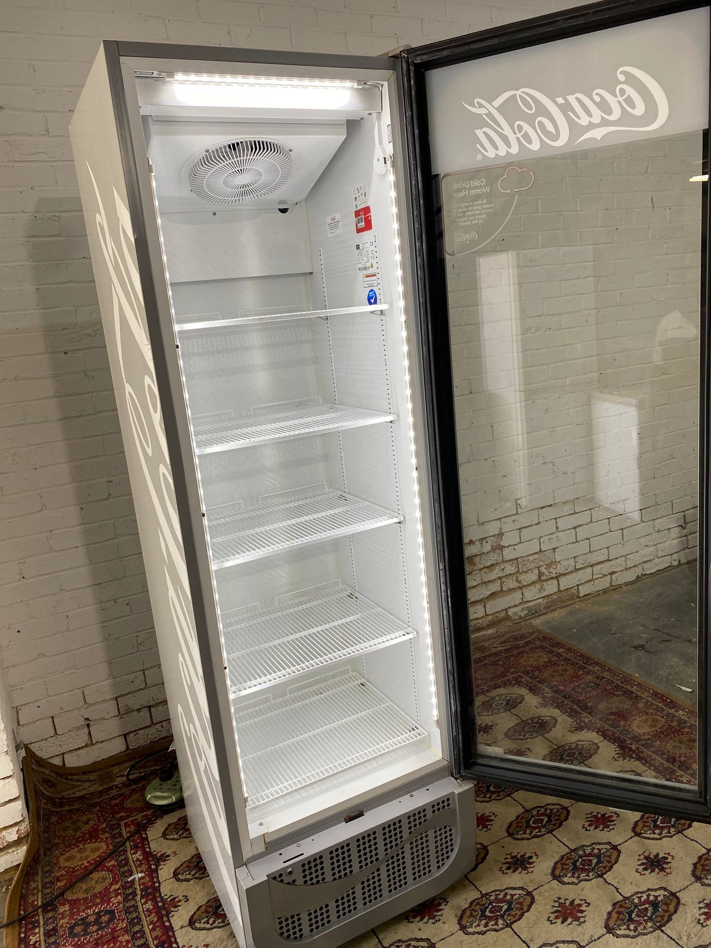 Beautiful Tall CocaCola Standing Glass Display Drinks Fridge For Sale