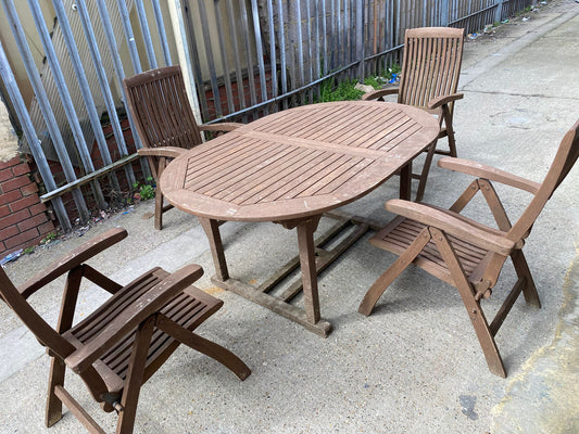 🚚Wooden Teak Extendable Wooden Table With 4 Chairs For Sale