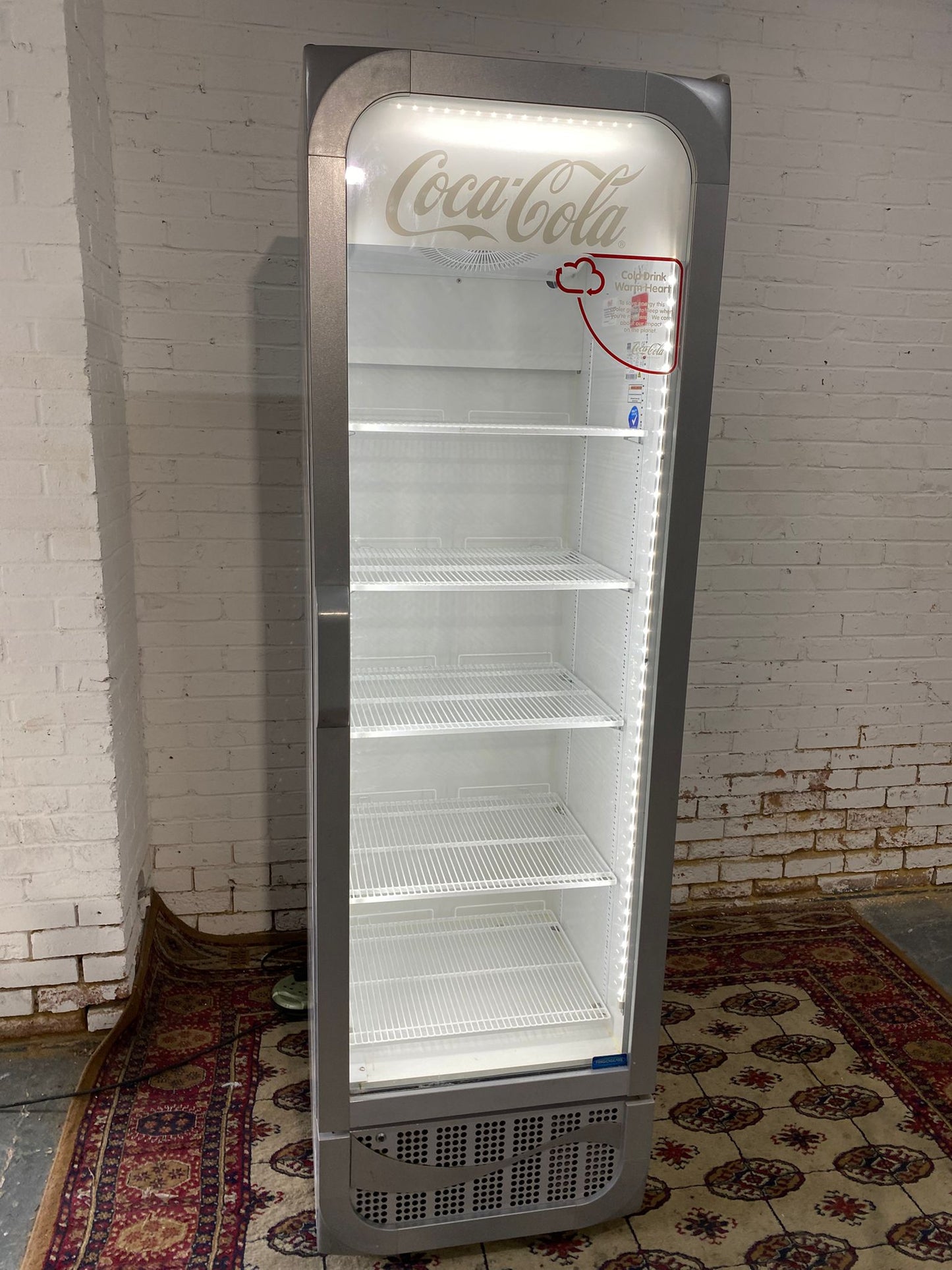 Beautiful Tall CocaCola Standing Glass Display Drinks Fridge For Sale