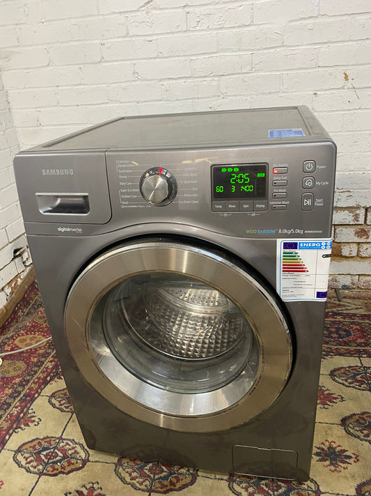 🚚Beautiful Samsung Silver Grey 8/6KG Washer Dryer Combo EcoBubble Technology For Sale