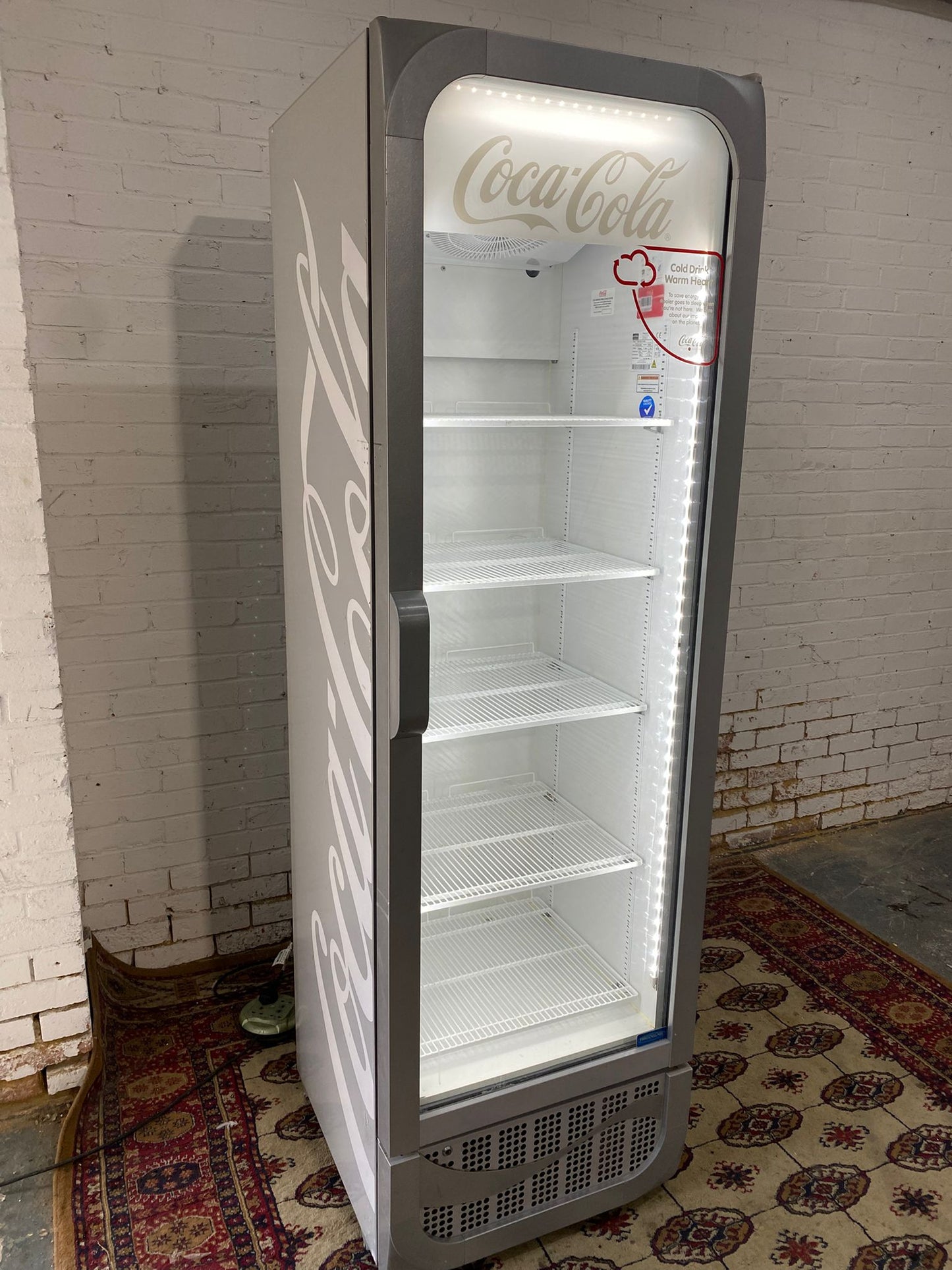 Beautiful Tall CocaCola Standing Glass Display Drinks Fridge For Sale