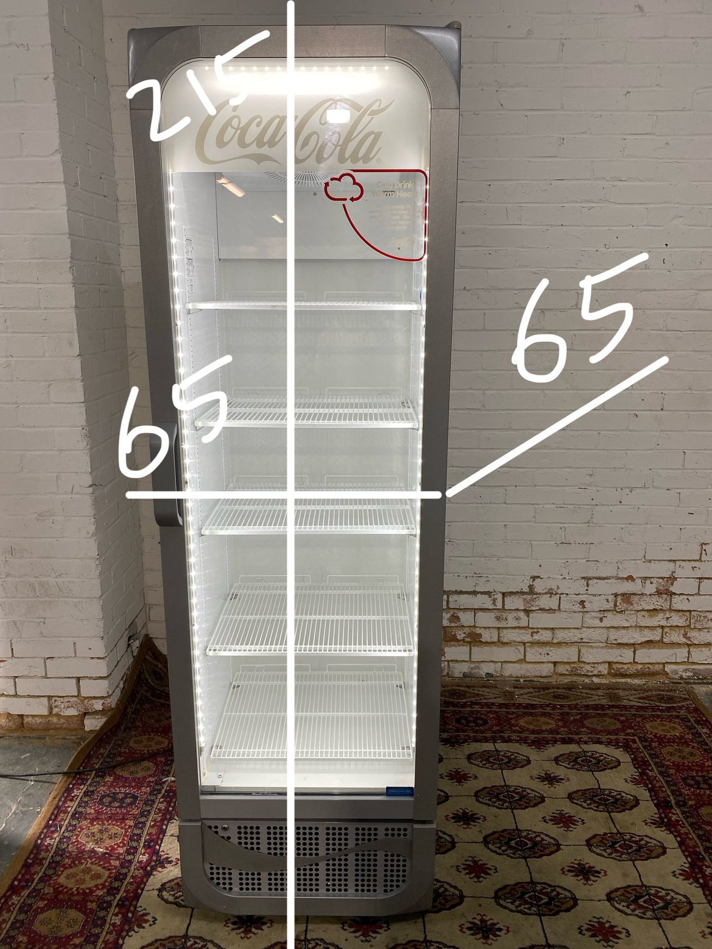 Beautiful Tall CocaCola Standing Glass Display Drinks Fridge For Sale