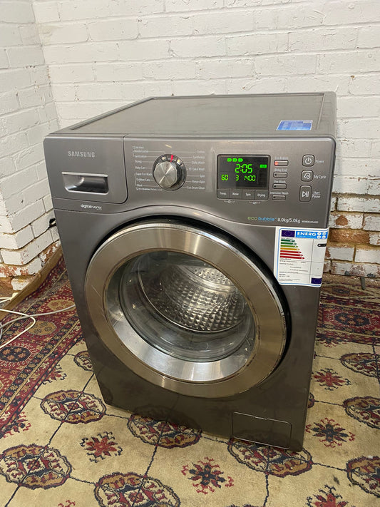 🚚Beautiful Samsung Silver Grey 8/6KG Washer Dryer Combo EcoBubble Technology For Sale