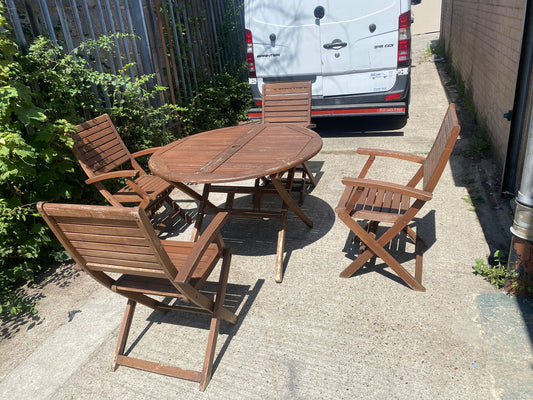 🚚Wooden Teak Round Wooden Table With 4 Chairs
