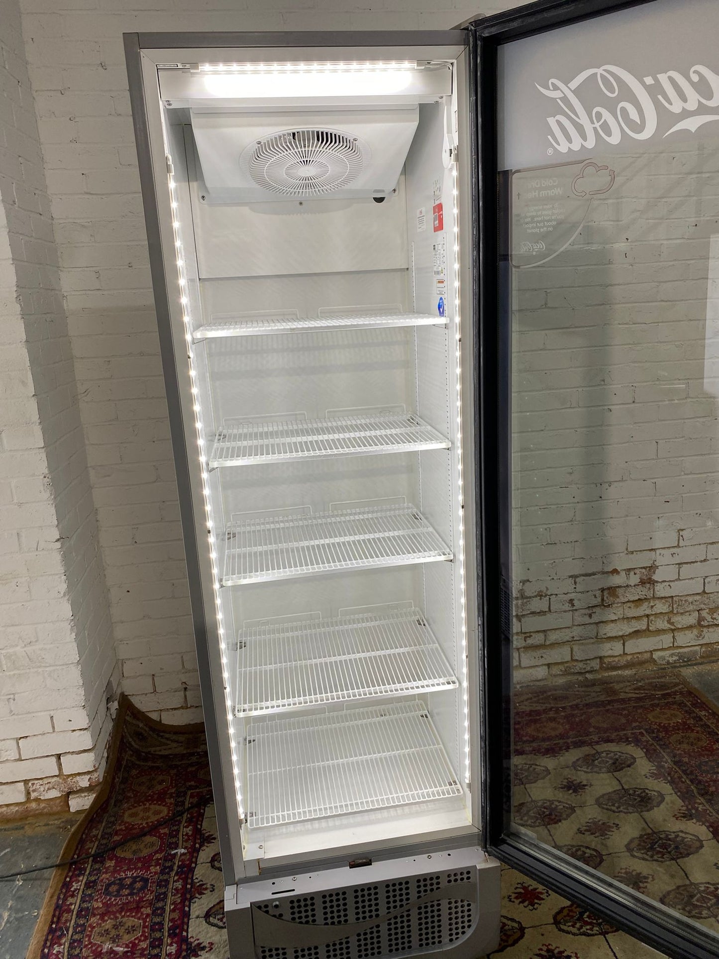 Beautiful Tall CocaCola Standing Glass Display Drinks Fridge For Sale