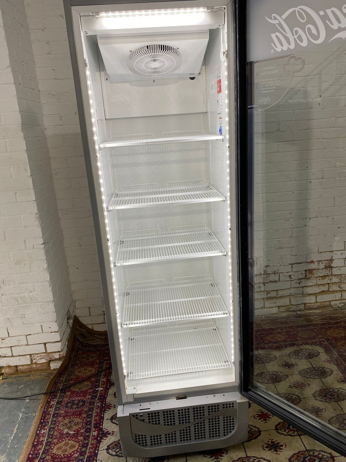 Beautiful Tall CocaCola Standing Glass Display Drinks Fridge For Sale