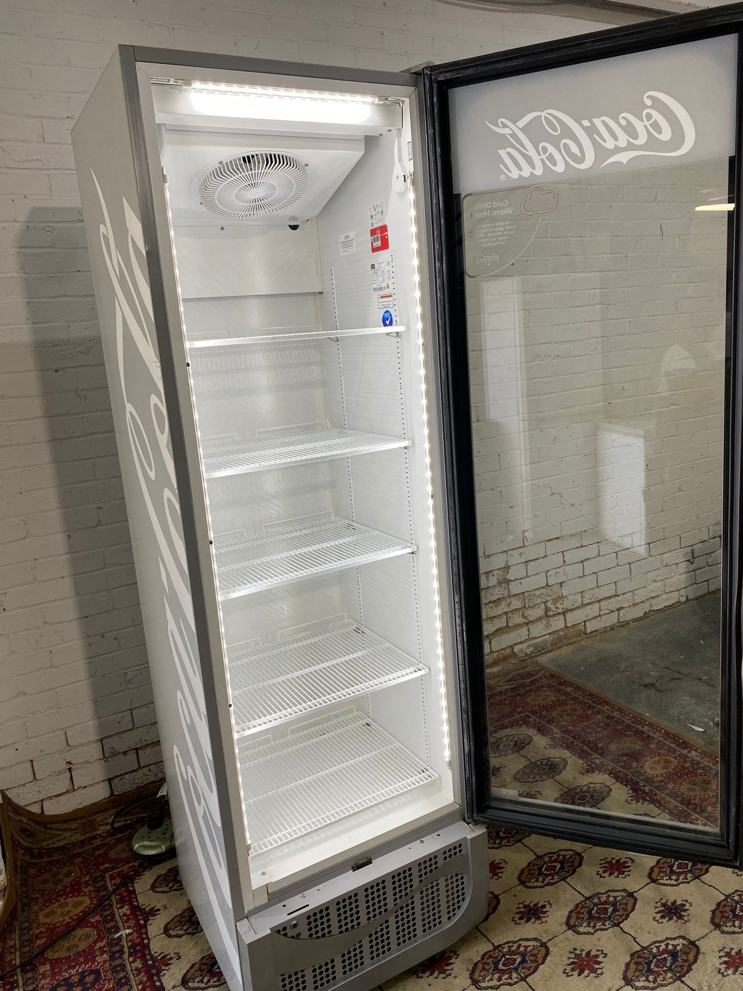 Beautiful Tall CocaCola Standing Glass Display Drinks Fridge For Sale