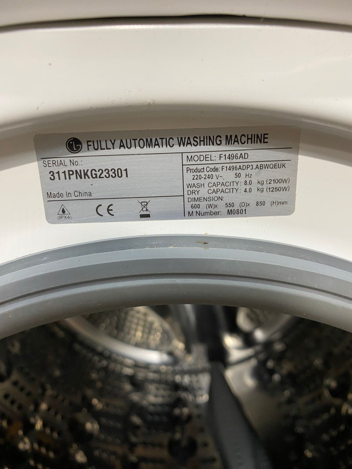 TopBrand LG 8/4 Direct Drive Washer Dryer For Sale