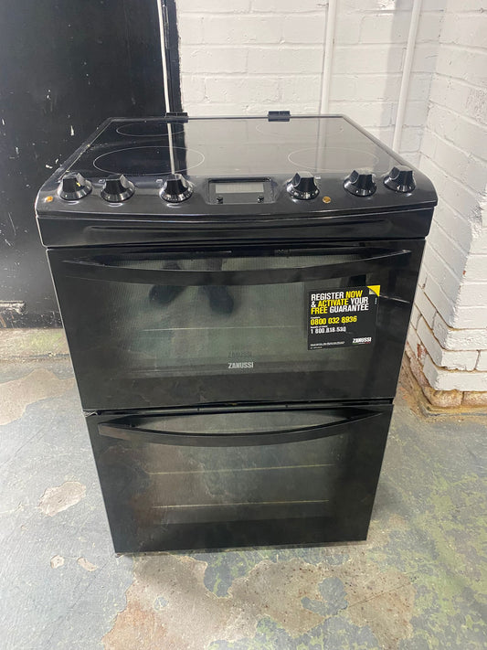 🚚Top Brand Zanussi Black 60 CM Electric Ceramic Cooker With  Oven/ Grill