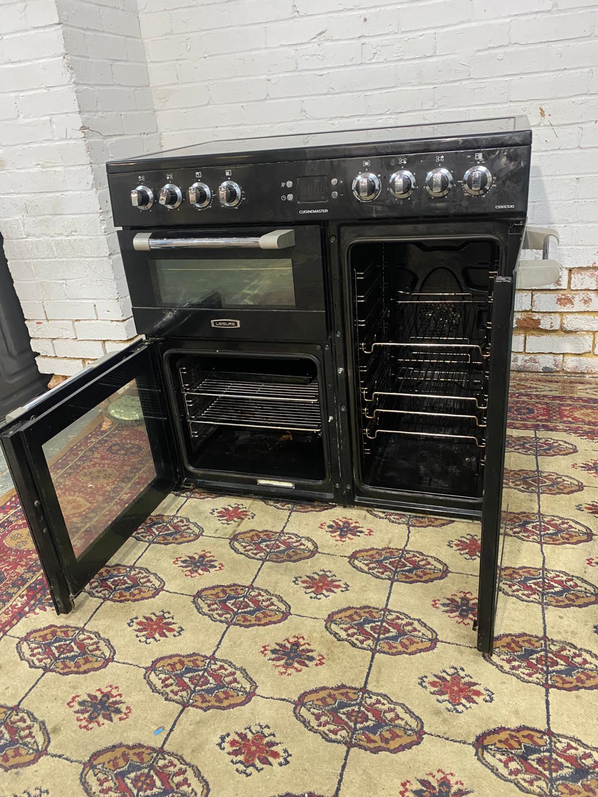 🚐FREE DELIVERY 90 CM Black Ceramic Electric Cooker With Double Oven/Grill