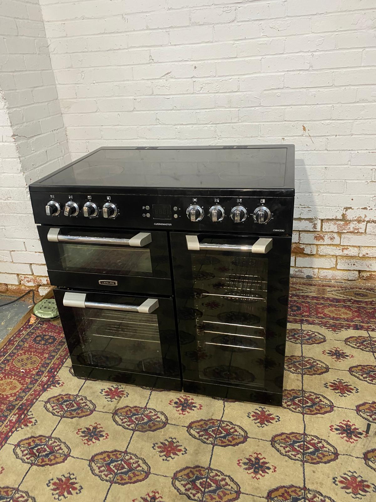 🚐FREE DELIVERY 90 CM Black Ceramic Electric Cooker With Double Oven/Grill