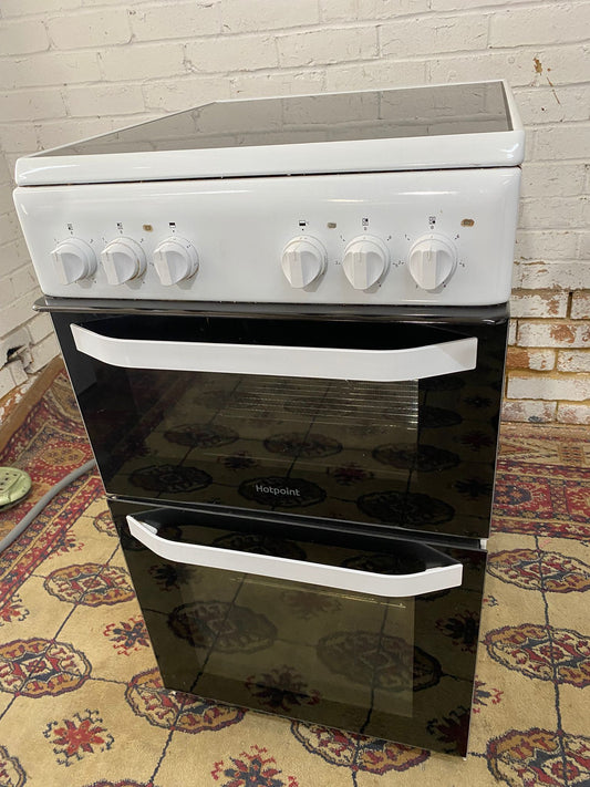 🚚Beautiful HotPoint 50CM White Ceramic Electric Cooker With Oven/Grill For Sale