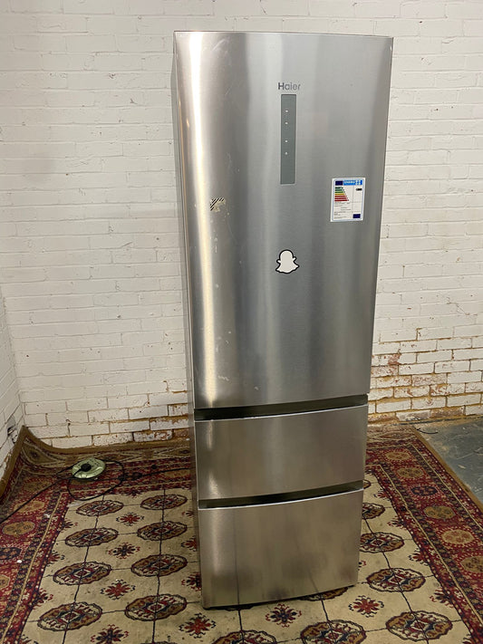 🚐Haier Silver Stainless Steel 3Doors Fridge Freezer French Style for sale